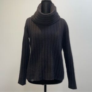 Lauren Ralph Lauren Black Merino Angora Cashmere Ribbed Cowl Neck Sweater Size M
